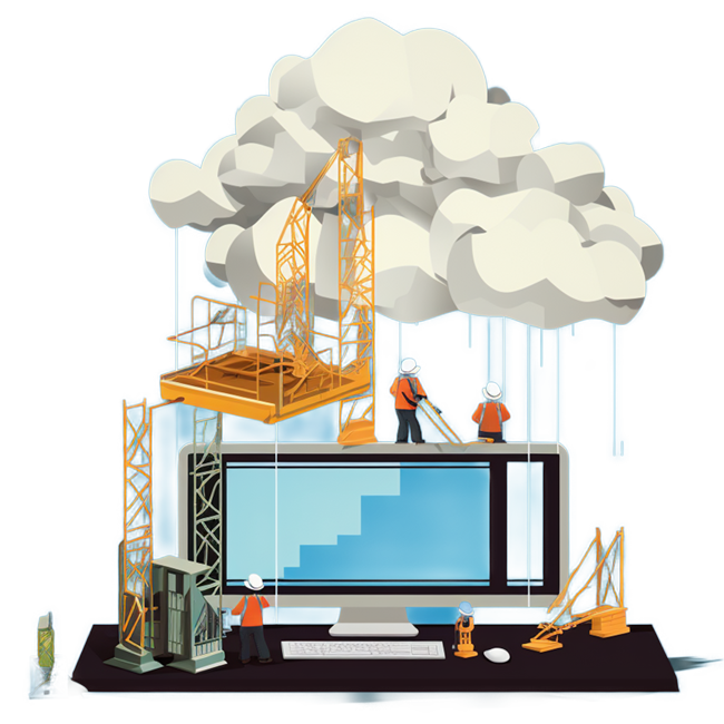 construction men working on a desktop
